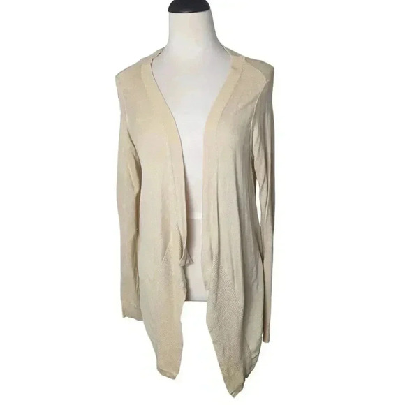 Olivia Sky Womens Cream Open Front Draping Knit Cardigan Sweater Size Medium - Picture 1 of 8